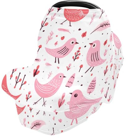 Pink Bird Écharpe d'allaitement pour bébé - Extensible, douce et respirante - Multi-usage - Cadeau pour garçons et filles