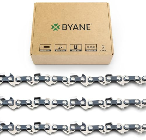 Byane 3-Pack Chainsaw Chains 16 inch (40cm) 3/8 LP Pitch, 0.50 Gauge (1.3 mm), 55 DL Drive Links. Compatible with Stihl 018 MS180 MS181 020 021 023 MS200T MS211 MS201T MS231