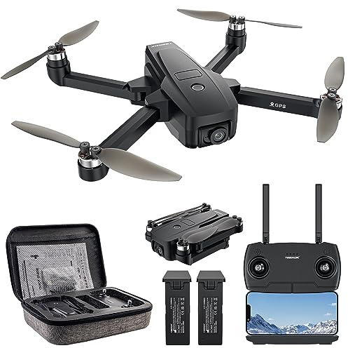 T18S GPS Drone avec Caméra 4K UHD pour Adultes,Moteur Sans Balais,RC Quadricoptère Pliable 5G WIFI FPV,Flux Optique,Retour Automatique, Follow Me,Vol Circulaire,Points de Repère,Noir