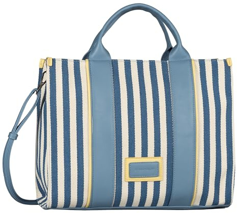 TOM TAILOR Malie Damen Shopper Umhängetasche Reißverschluss Groß Blau