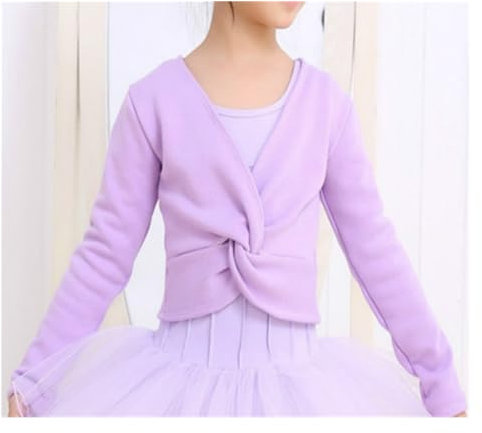 JMORCO Scaldacuore Danza Body da Ginnastica for Ragazze Giacca da Balletto a Maniche Lunghe Maglione da Danza Top Coat Abbigliamento da Ballo for Bambini Giacca Avvolgente Balletto(Purple,XXXL)