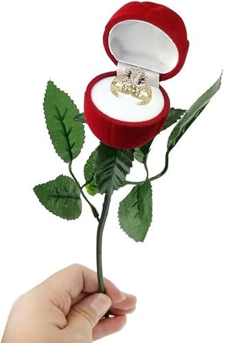 SWACRAFT Velvet Jewelry Box with Red Roses for Rings Earrings Romantic Engagement Ring Box Ring Holder Box Handmade Jewelry Organizer | Gifts of the Day
