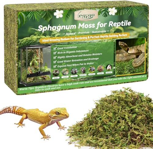 Legigo 600g Sphagnum Moss for Reptile- 24 L Natural Reptile Moss Terrarium Moss Substrate, Snake Tank Moss Peat Moss Reptile Bedding for Snake, Gecko, Ball Python, Frog and Orchids Plants