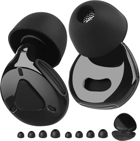 Dazhtu Tappi Orecchie Dormire,Tappi per le orecchie per la cancellazione del rumore,morbidi e riutilizzabili,in silicone,per protezione dell'udito,con 8 tappi,per Dormire,Lavoro,Studio(Nero puro)