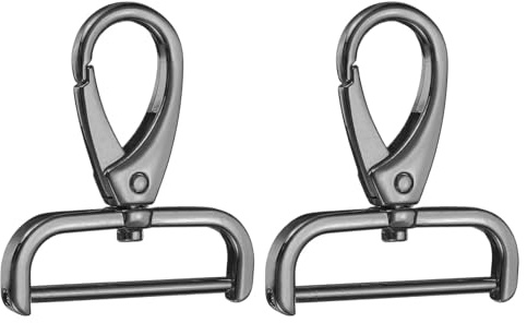 QUARKZMAN Mosquetones Giratorios Metálico con Anillo D 38mm Gris 2pcs | Llavero Metálico con Cierre de Langosta Mosquetón Hebilla Abierto para Manualidades Mochila Bolso Artesanía Bricolaje