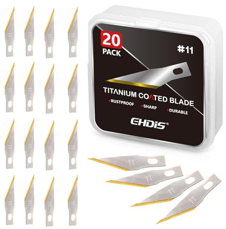 EHDIS 20 pezzi Lame di Cutter Precisione, Lame in Titanio, Lame di Taglierino di Precisione, Lame per Bisturi Modellismo, inclusa in una scatola di conservazione