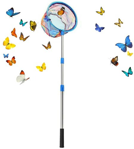 Épuisettes de Pêche - Épuisette à Grenouille Télescopique,Manche Antidérapant et Robuste pour Pêche, Chasse Papillons et Campement en Extérieur