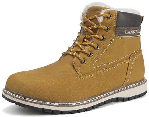 LANGDU Bottes Homme Hiver Cuir Chaud Fourrure Boots Chaussures de Neige Bottines 41-46EU