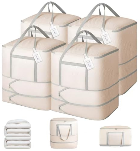 DIMJ Comforter Storage Bag - 120L Large Blanket Storage Compression Bags with Handles, Washable Clothes Storage Totes for Moving Closet, Space Saving Organizer for Bedding Comforter Blanket