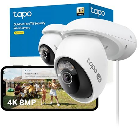 Tapo C560WS 4K 8MP Security Camera Outdoor, Outdoor Camera,Local Facial Recognise,Starlight Colour Night,CCTV Camera,IP66,360°AI Detection,WiFi 6,Flexible Storage,Google Home/Alexa,No Monthly fee