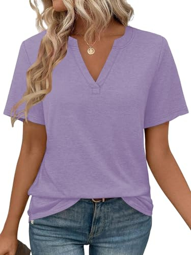Cuptacc Camisetas Manga Corta Mujer Cuello en V Tops Verano Básicas Tshirt | Verano,Elegant,Casual,Básica,SueltoColor Sólido,Informal,Clásica,Moda,SencillaCómodo,Transpirable,Ligero