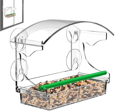Fruusv Distributeur De Nourriture pour Oiseaux À Fenêtre Extérieur - Décor de Balcon en Acrylique Transparent,Nichoir À Ventouse avec Plateau Amovible | pour Attirer La Faune sur Terrasse Jardin