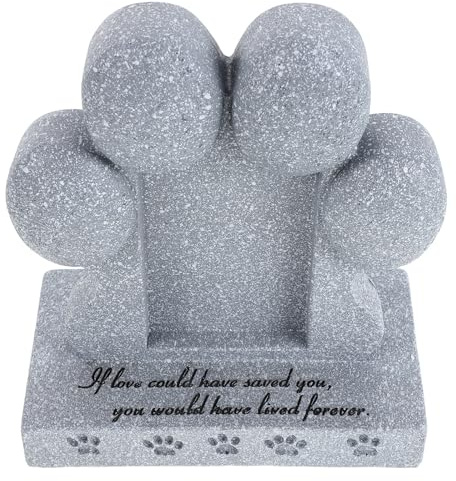 ERINGOGO Pet Memorial Gravestone Hund och Katt Väderbeständig Grå Minnessten i Tassform för Trädgård och Utomhusbruk Hållbar och Enkel att Placera Personlig Husdjursgravmarkör