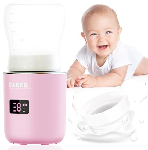 CARER BEAUTY Scaldabiberon Portatile per Bambini con Display LCD Ricarica USB Temperatura Costante Riscaldamento Rapido di Latte e Acqua Compatibile con Diversi Biberon Ideale per Viaggi
