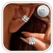 ORAZIO Ear Cuff Mujer Pendiente Clip Sin Agujero Piercing Falso Ajustable | Ear Cuff Ajustable De Cobre Flexible Piercing Falso Para Hélix Sin Agujero Acabado Color Oro O Plata Pulido Y Protegido