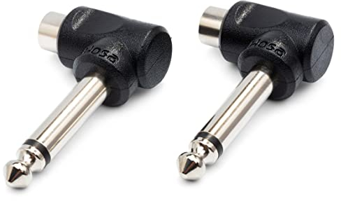 Hosa GPR 123, Adapter gewinkelt, RCA auf auf 6.4 mm TS, 2 Stück