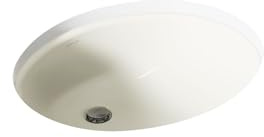 KOHLER K-2210-N-96 Caxton Fregadero de baño bajo encimera con desbordamiento sellado, 17 x 14 pulgadas, galleta
