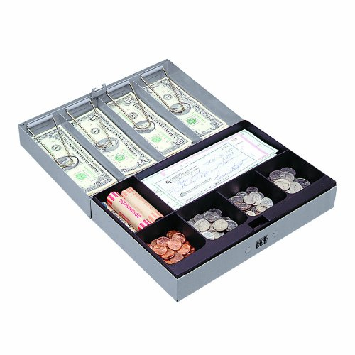Sparco Combination Lock Cash Box, Steel, 11-1/2 x 7-3/4 x 3-1/4 Inches, Gray (SPR15508)