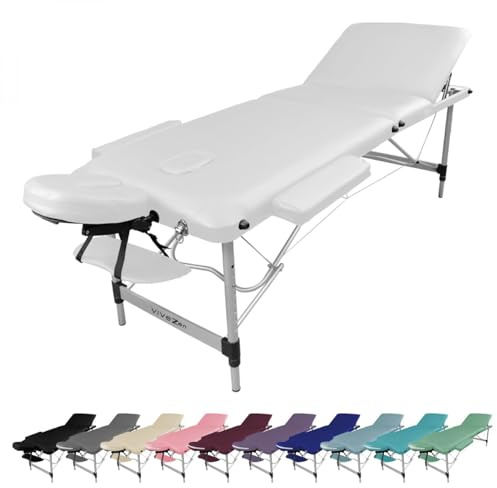 Vivezen - Table de Massage Pliante 3 Zones en Aluminium + Accessoires et Housse de Transport - Plusieurs Coloris