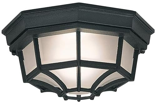 Designers Fountain 2067-BK Builder Cast Outdoor Flush Mount Ceiling Light, 10.5 in W, Black