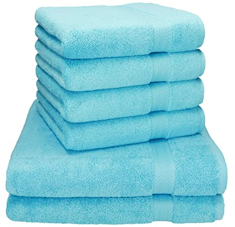 Betz Premium Handtuch-Set - 6 teiliges Handtücher-Set - 2X Duschtücher - 4X Handtücher - 50x100 cm - türkis