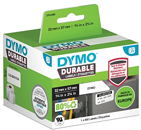 DYMO Original LabelWriter Hochleistungs-Etiketten | 32 mm x 57 mm | weißes Kunststoff-Etikett | Rolle mit 800 Etiketten | für LabelWriter-Beschriftungsgerät