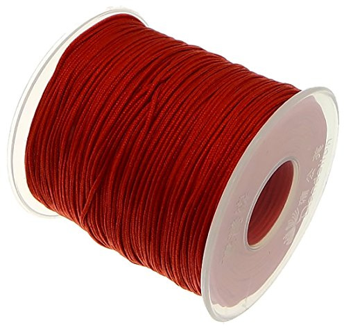 My-Bead Cordon en Nylon Rouge 1 mm Bobine 90 m Fil Solide pour Bijoux DIY Macramé Bracelets Colliers Bricolage