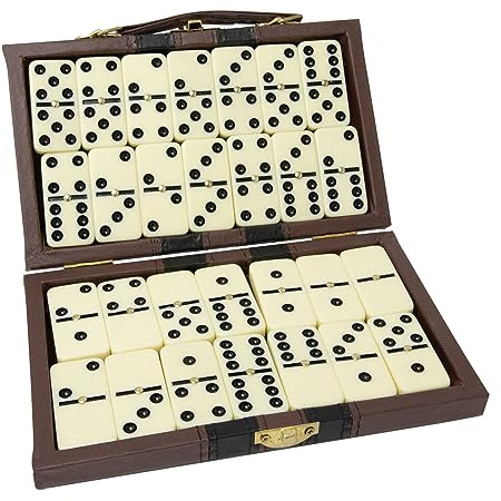 Set of 28 Dominoes Juego de dominó Dominó Doble 6 Juego de Dominó en una Caja de Polipiel