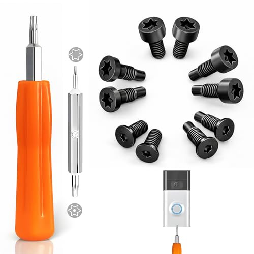 Doorbell Screwdriver Replacement Kit with 10Pcs Spare Screws, Double-Ended T6 & T15, Compatible with R-ng 2nd Generation, Doorbell 2 / pro Doorbell 3 Doorbell 4 and Pro & Elite & Battery Change