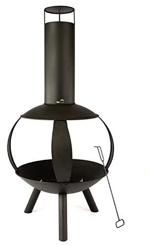 MaxxGarden Cheminée D’Extérieur Hera - Brasero - Cheminée de Jardin et terrasse en Acier - 58cm Diamètre - 135cm Hauteur - Noir