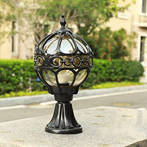 Mengjay Trade Impermeable Lámpara de Pie Exterior metal,Lámpara de Sobremuro Exteriores Aluminio Luces de Pedestal Moderno，para jardín, casa, Garaje, Patio, Muro, Escalera, Patio (Negro)