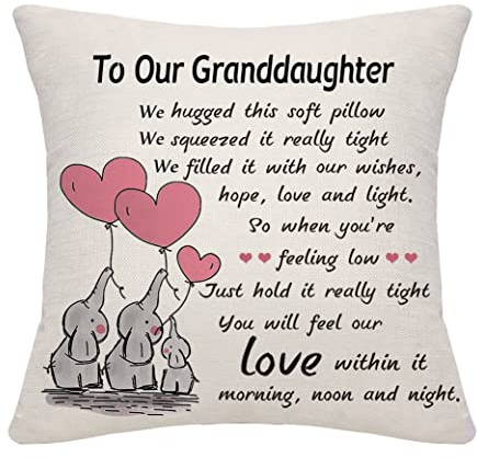 Bommex Granddaughter Grandparents Cushion Cover Case Throw Pillow Cover Birthday Gifts