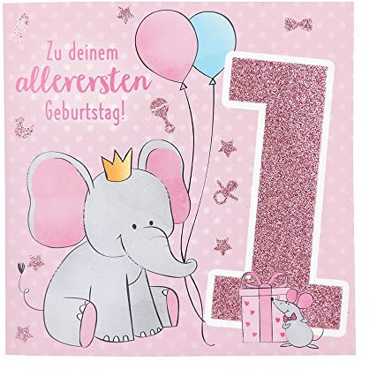 Depesche 11515-001 Zahlenkarte zum 1. Geburtstag mit Musik, veredelte Klappkarte mit originellem Innentext, inkl. Umschlag, Format 15,5 x 15,5 cm, mehrfarbig