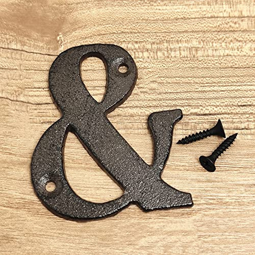 3D House Plaque Numbers 0-9 Letter A-Z Black Cast Iron 8cm Metal Digital Door Plate Sign with Screws Alphabet Home Outdoor Anti-Rust Exterior Signage Doorplate Hotel Apartment Street Mailbox (And)