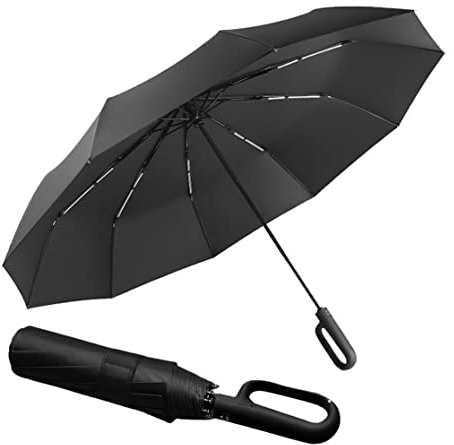 Taschenschirm Sturmfest bis 140 km Windproof,Beschichtung Gegen Feuchtigkeitsschäden,Freien UV Faltender Sonnenschutz Regenschirm mit Schirmtasche/Ergonomischer Griff Automatik,Herren und Damen