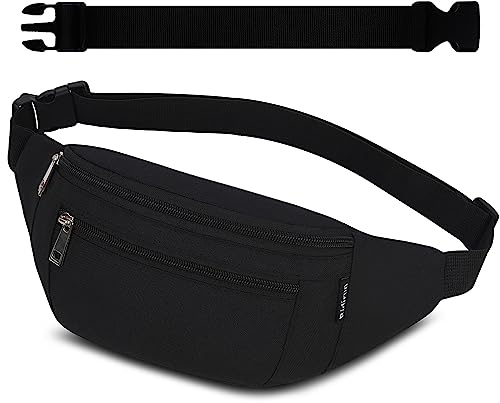 Sac Banane Ceinture de Course Homme Femme Sac à Dos Sacoche Sac à Taille Réglable Étanche pour Cyclisme Gym Balade Escalade Voyage Randonnée (Noir)