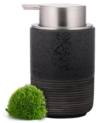 EMPO Dispensador de jabón de mano de cerámica con espuma prensada en relieve, botella de limpieza facial grande de 300 ml y dispensador de jabón líquido para cocina y baño, bomba de loción para mousse