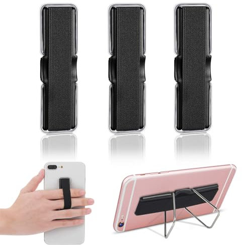 SURALIN Juego de 3 soportes de dedo para teléfonos inteligentes, autoadhesivos, con soporte elástico para teléfono móvil, apto para todos los teléfonos móviles