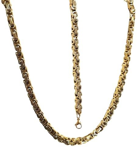 ayados Königskette Set Edelstahl 60cm 4,5mm bis 8mm Halskette + Armband Königs Kette (7mm Königsketten Set, Gold)