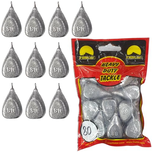 PRO FILSTAR Flach Grundblei Angeln Set 10 x 80g - Blei Angeln mit Wirbel - Angel Bleie Set - Grundangeln - Birnenblei - Blei Gewicht - Angelblei - Flat Fishing Weights - Bleigewichte – Karpfenblei Kit
