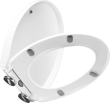 YunNasi Oval Shape Soft Close Toilet Seat,44.5 * 37.5cm Quick Release and Adjustable Toilet Seats