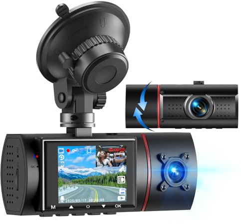 2.5K+1080P+1080P Dash Cam Front Rear and Inside, 3 Channel Dual Dash Camera for Cars WiFi Dashcams for Car W/ 64GB Card,G-Sensor,IR Night Vision (1080p-UK-X25P)