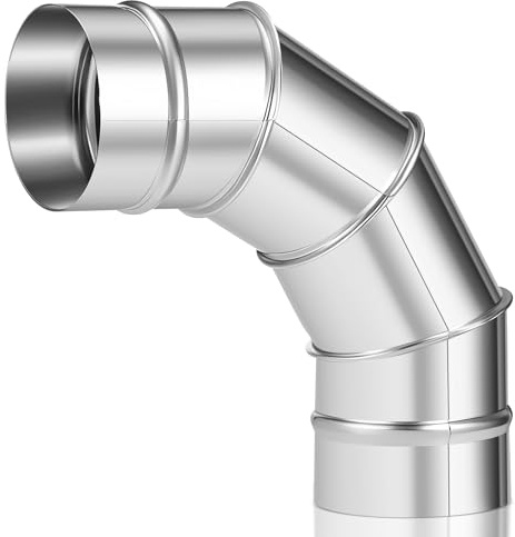 MorningRo 3 Inch Pellet Stove Pipe 90 Degree Stainless Steel Vent Stove Pipe Elbow for Indoor Outdoor Vent Exhaust(90 Degree)