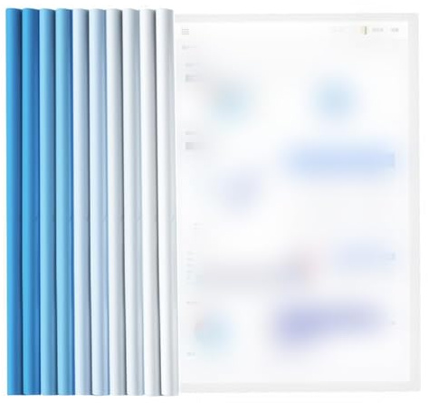 PYEUIFT 10 Piezas A4 Cubierta De Informe,Transparente Barra Deslizante De Informe Cubierta,10 Hojas De Plástico Camisa De Cubiertas De Informe Con Barra Deslizante,Respaldo Deslizante(Azul