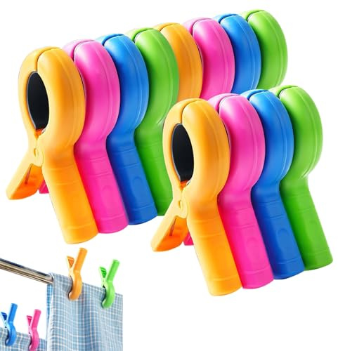 Tbintul 12 Piezas Pinzas Toalla Playa, Grande Pinzas Ropa, Pinza Ropa Que no Dejan Marca, para Tumbonas de Playa, Ropa de Cama, Sillas de Piscina