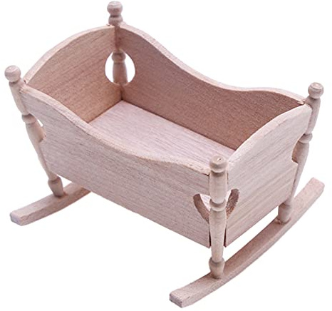 Modèle de lit en bois miniature à l'échelle 1:12 pour bébé, accessoires de meubles, décorations d'intérieur, lit de bébé en bois