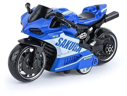 Motorcycle Model, Mini Motorcycle Toy, Cale Die-Cast Moto - Detailed Collectible with Movable Parts, Desktop Decor for Adults and Kids- Blue