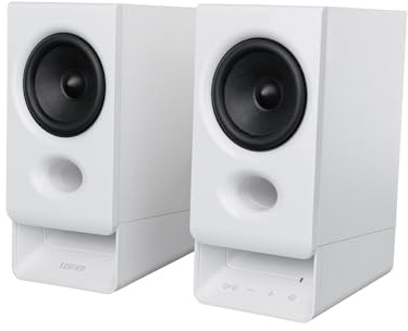 Edifier R20BT Altavoces PC USB, Controladores Full-Range 2.75'', Bluetooth 6.0, Controles táctiles, Entrada AUX, Jack Auriculares, luz Ambiental y perfiles de Sonido Personalizables por App - Blanco