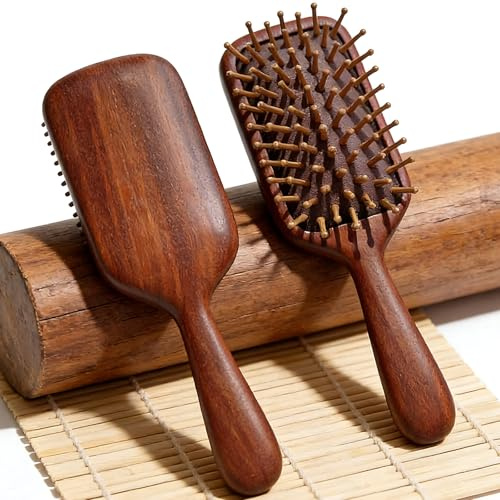 ILOVMUP - 1 PCS Hair Brush, Wooden Paddle Hairbrush, Massaging Scalp Brush, Eco Hairbrush to Detangle, Wooden Comb for Women, Men, Kid, Wet or Dry, Long or Short Thick or Thin Hair