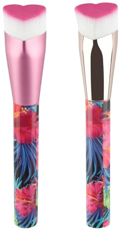 Heart Designs Pinceau à poudre et anti-cernes avec poils doux Pinceau cosmétique professionnel pour les amateurs de maquillage Outil de maquillage à double extrémité